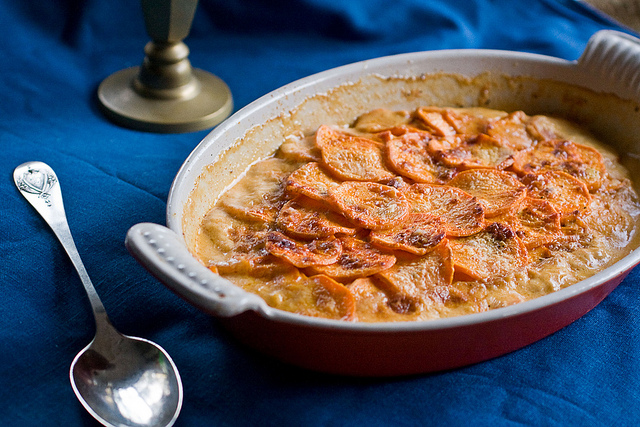 Spicy Sweet Potato Gratin