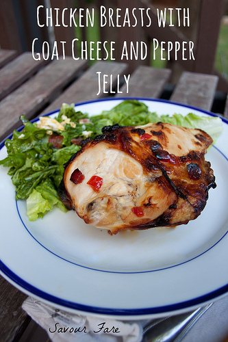 Chicken Breasts with Goat Cheese and Pepper Jelly