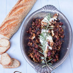 Fig and Olive Tapenade with rosemary and goat cheese is an easy holiday party appetizer