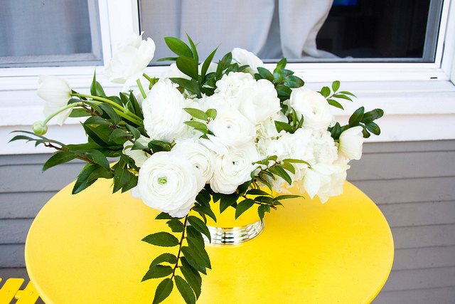 Green and White Floral Arrangement, Valentines Day Flowers